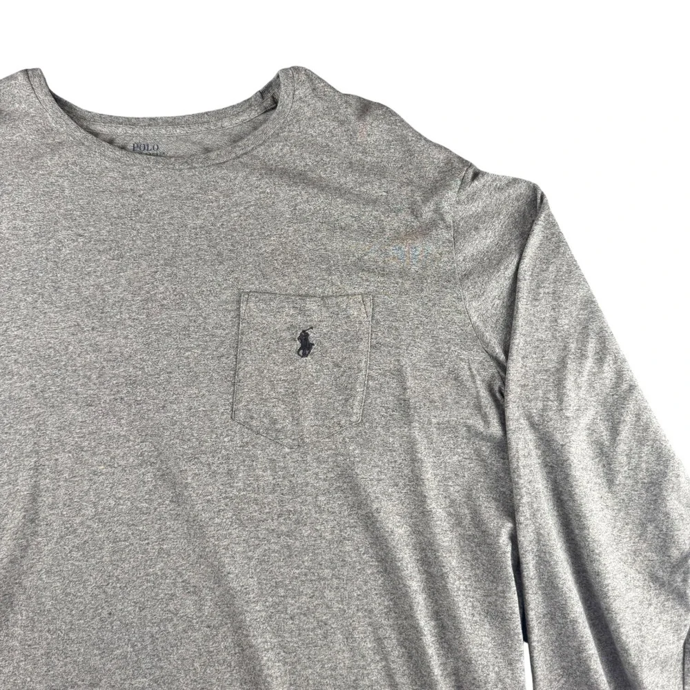 Polo Ralph Lauren Mens XXL Long Sleeve Pocket T-Shirt Heather Grey Pony Logo
